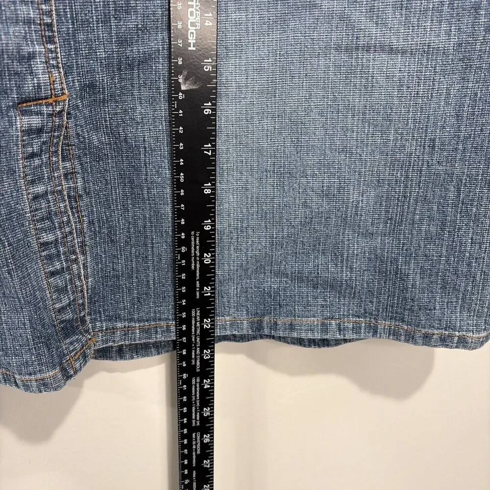 VTG Y2K Venezia Denim Cargo Skirt 22 Flaw Utility Pocket Medium Wash Jean Midi
